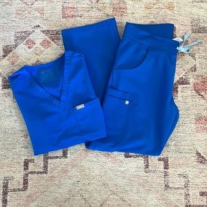 Figs Royal Blue Scrub Set